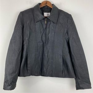 Comint size Large Women’s Black Leather Full Zip Jacket